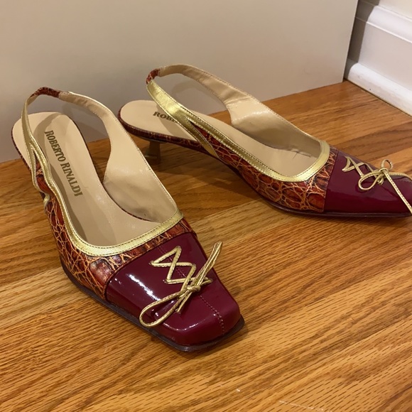 Roberto Rinaldi Leather Slingback Kitten Heels - Picture 2 of 14